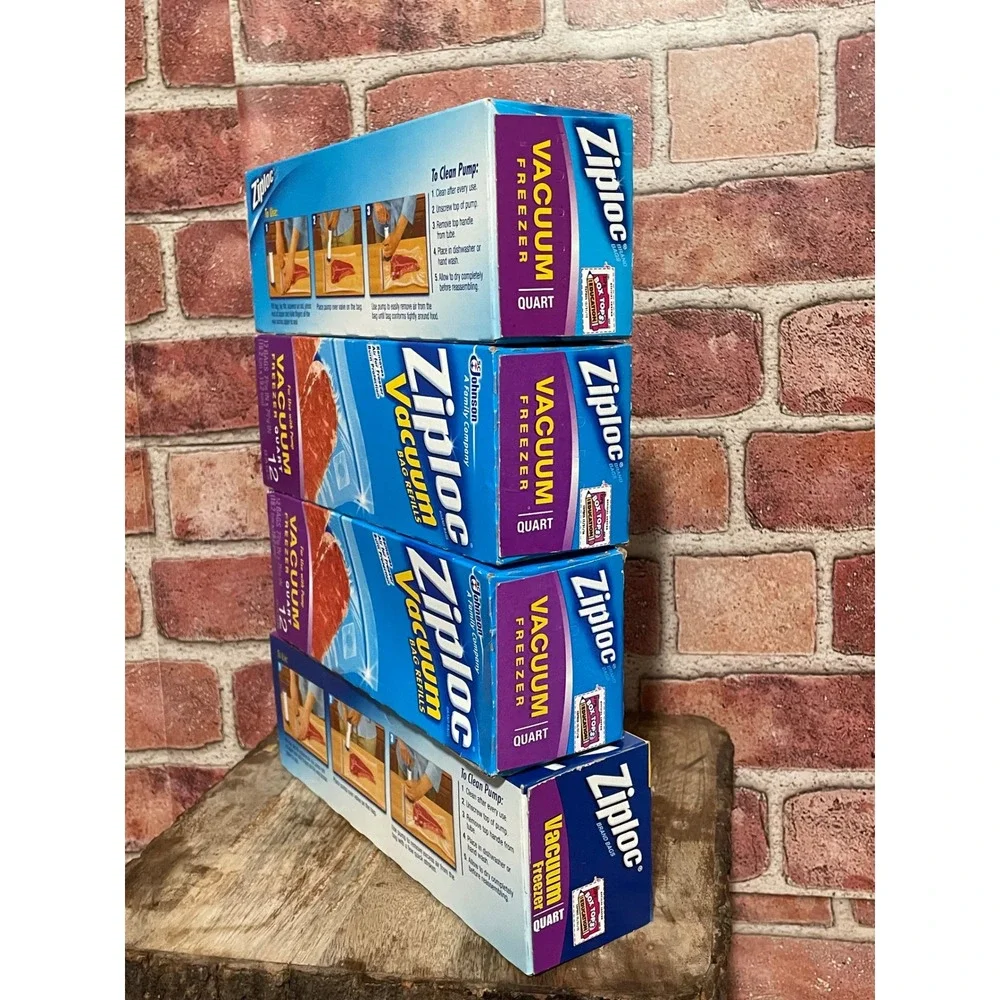 Ziploc Vacuum Freezer Bag Refills Quart Size 12 Count 4 Boxes Total 48 Bags